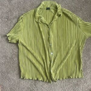 Urban Outfitters Lime Button Down Shirt Shiny